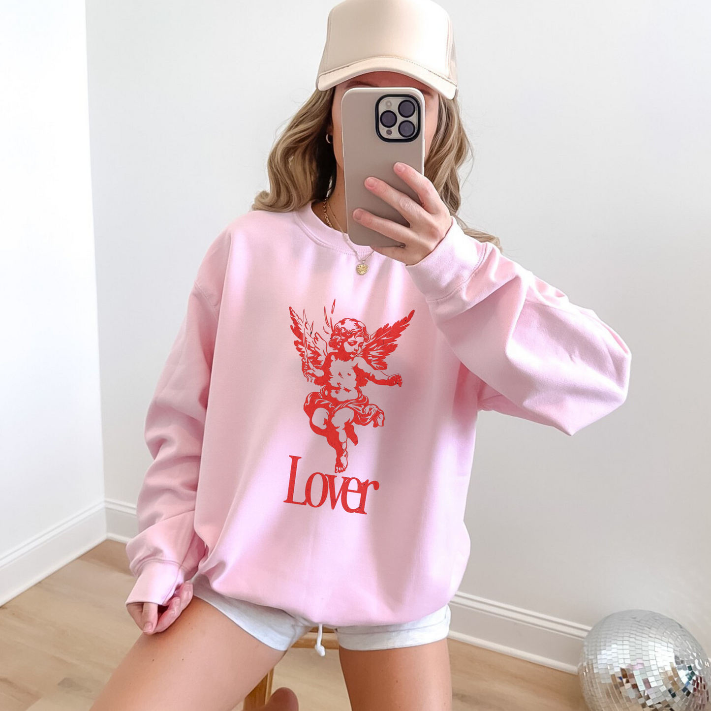 Lover Crewneck Sweatshirt | Valentine’s Angel Graphic