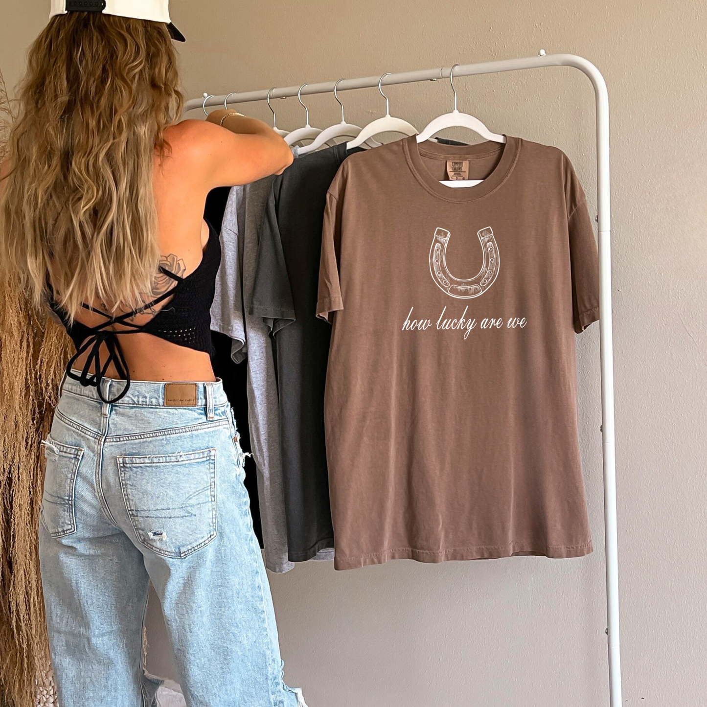 How Lucky Are We Horseshoe Graphic Tee