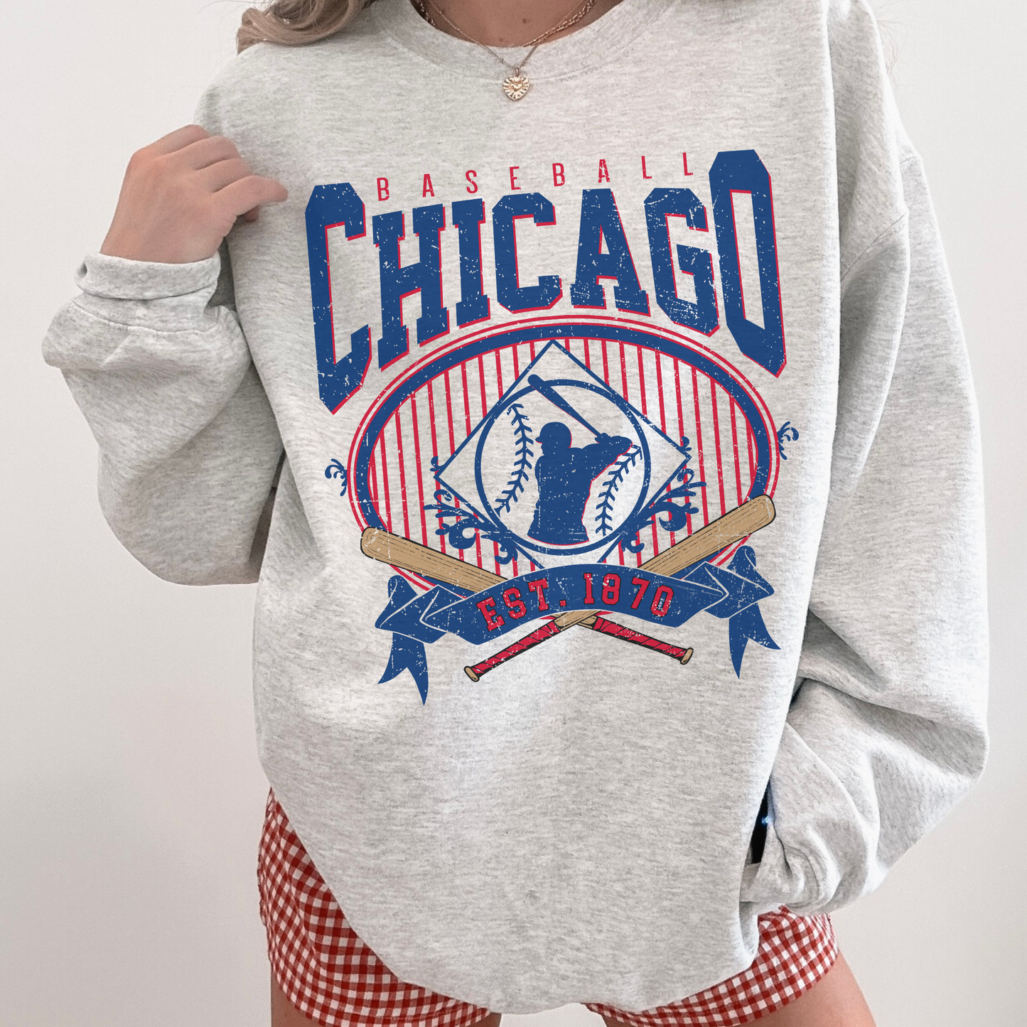 Chicago Baseball Sweatshirt | Vintage Distressed Sports Crewneck