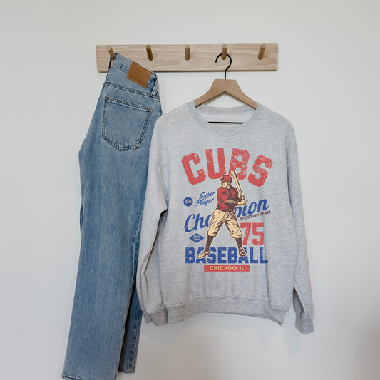Chicago Cubs Vintage Inspired Crewneck Sweatshirt - Retro 70s Champion Pullover