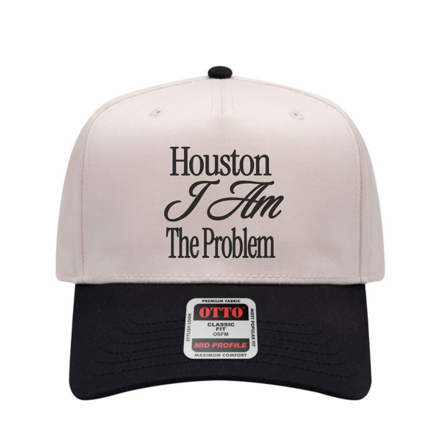 Houston I Am The Problem black and canvas Otto snapback hat front view
