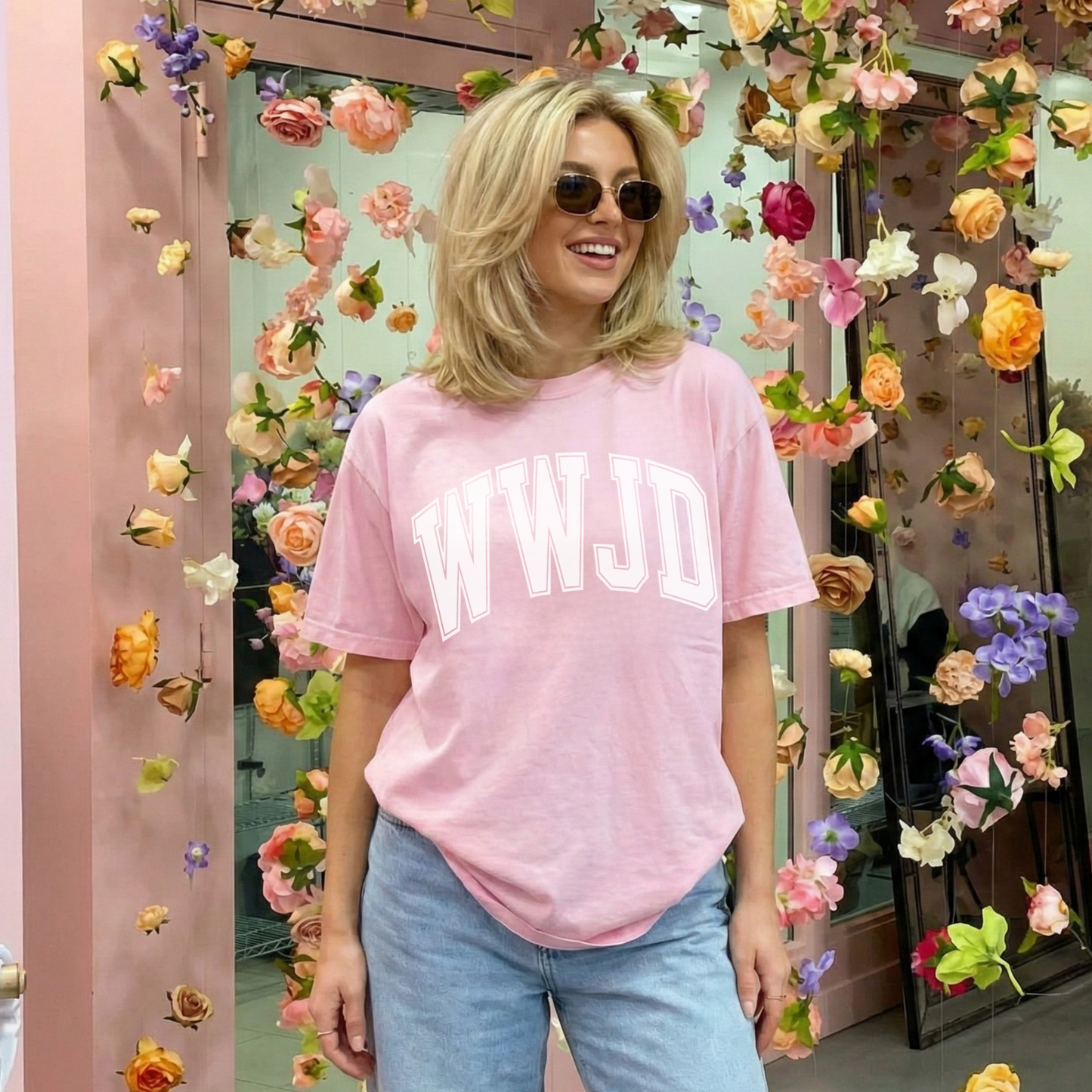 Lavender WWJD unisex graphic tee with relaxed fit