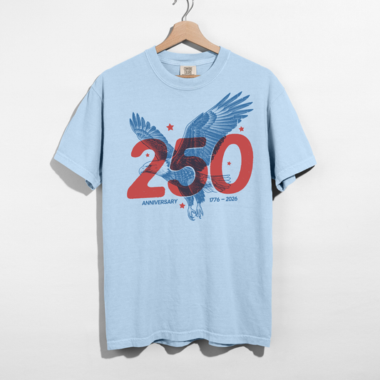 Chambray blue 250 anniversary patriotic eagle shirt vintage red white blue unisex tee
