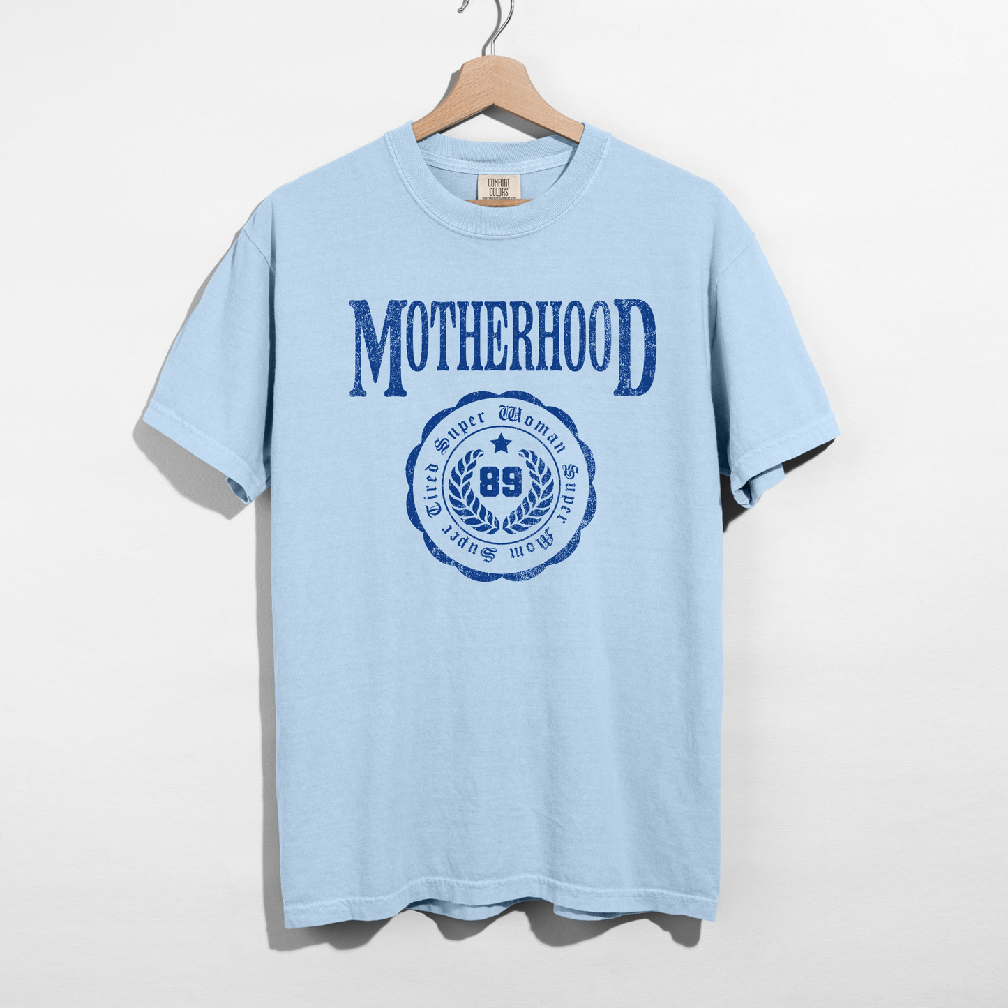 blue motherhood graphic tee casual mom shirt vintage style t shirt