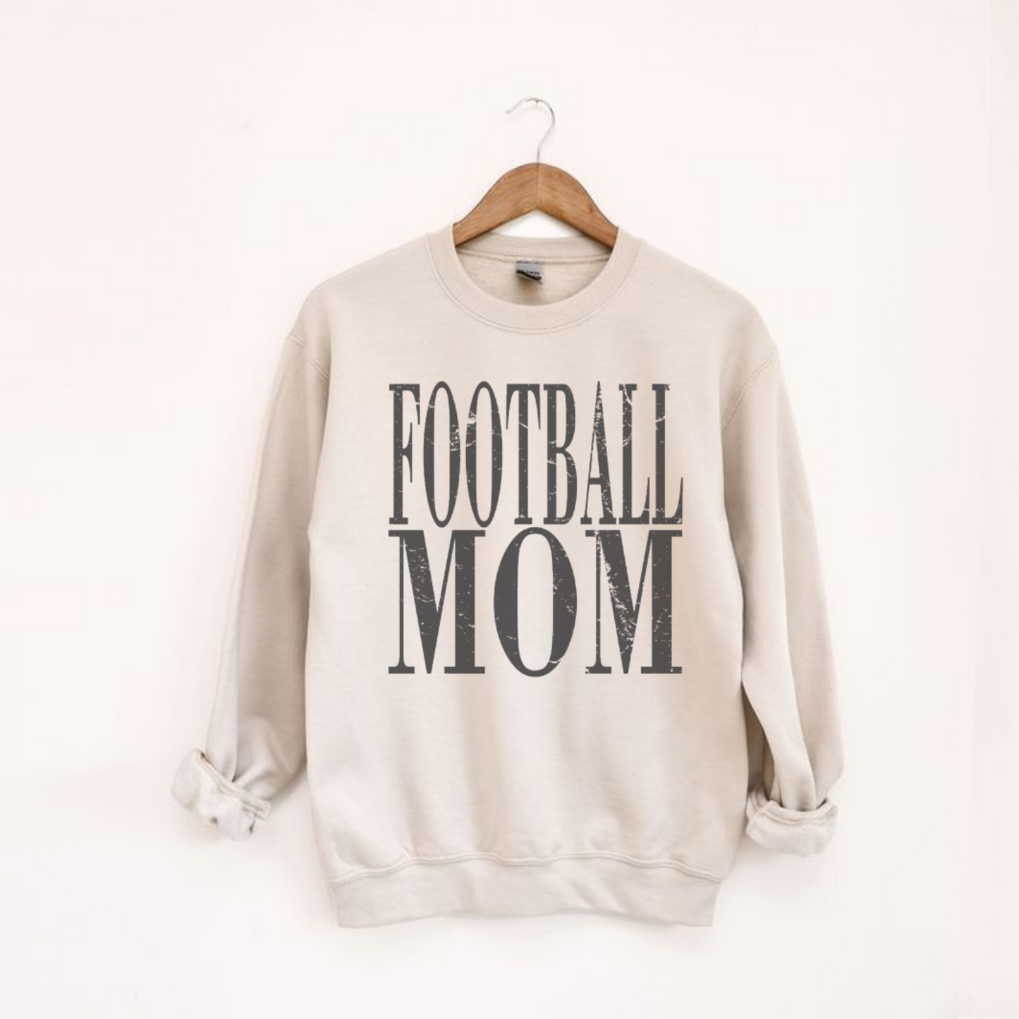 Distressed Football Mom Crewneck Sweatshirt