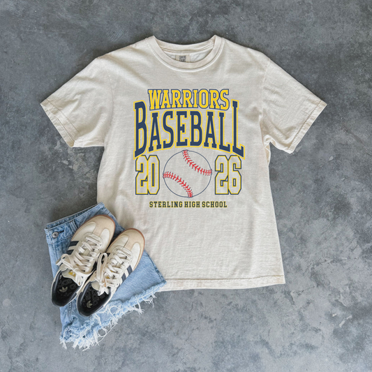 Sterling Warriors Baseball 2026 T-Shirt | High School Baseball Spirit Tee