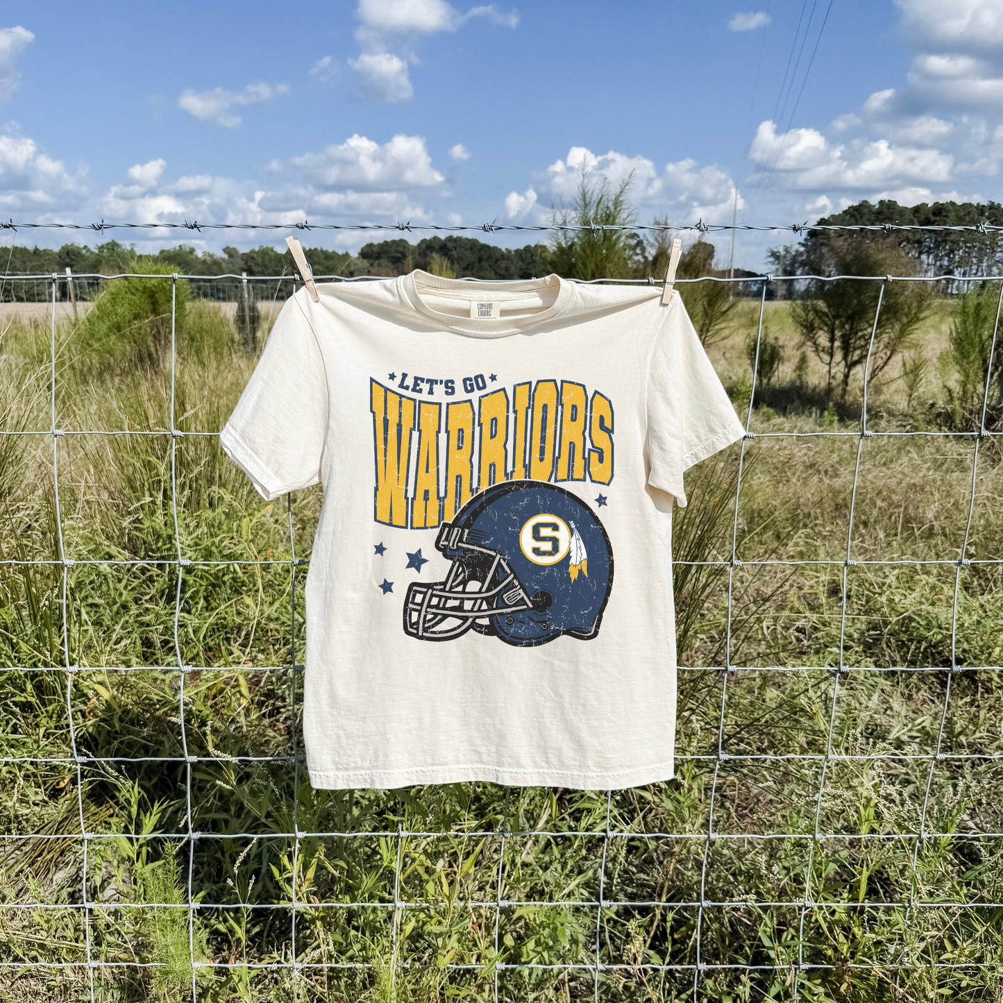 Let’s Go Warriors Helmet Tee | Game Day Spirit Shirt Sterling High School