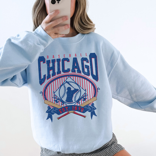Chicago Baseball Sweatshirt | Vintage Distressed Sports Crewneck