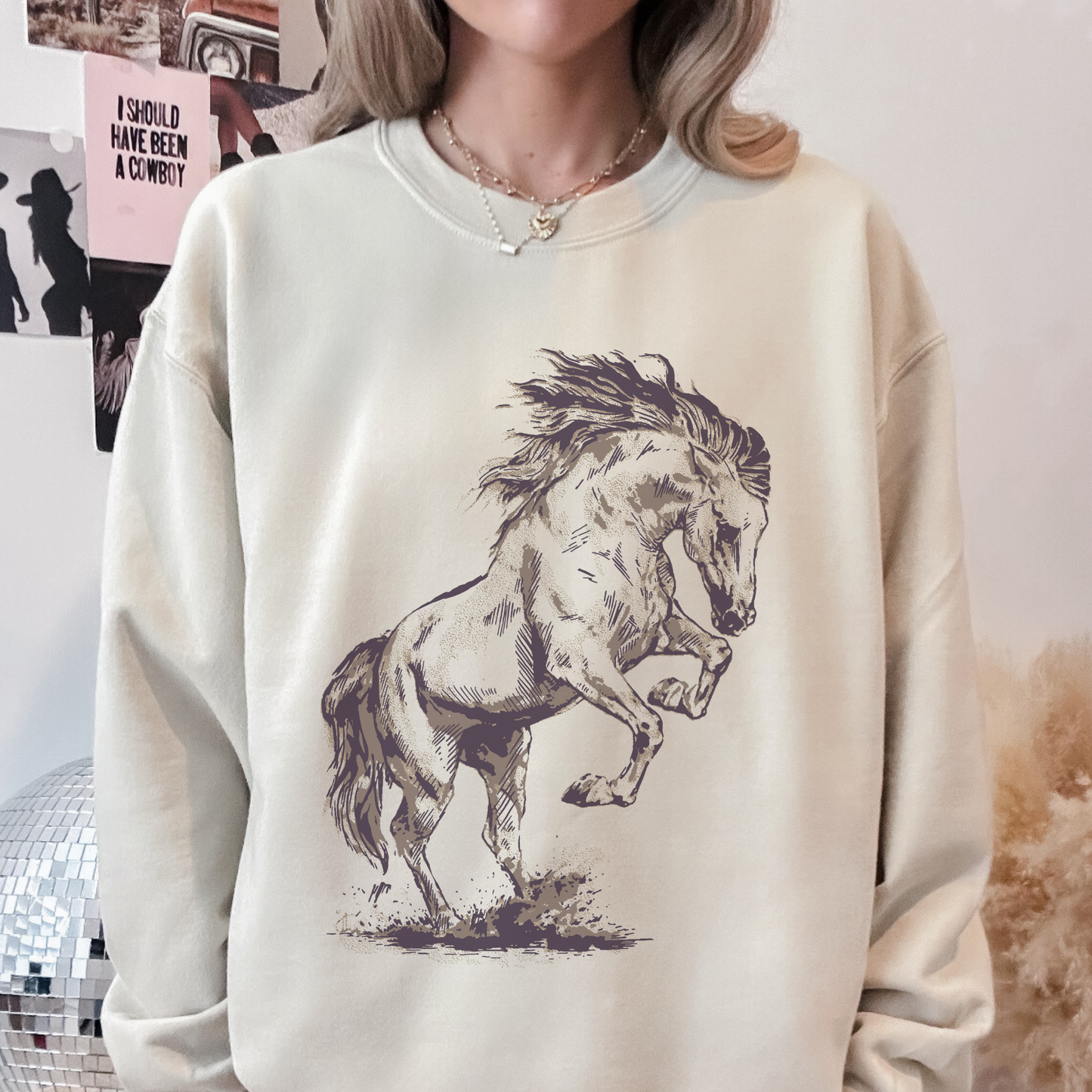 Wild Mustang Graphic Crewneck Sweatshirt
