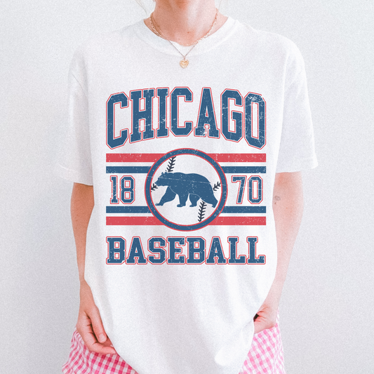 Chicago Baseball Graphic Tee | Vintage Inspired Cubs Sports T-Shirt