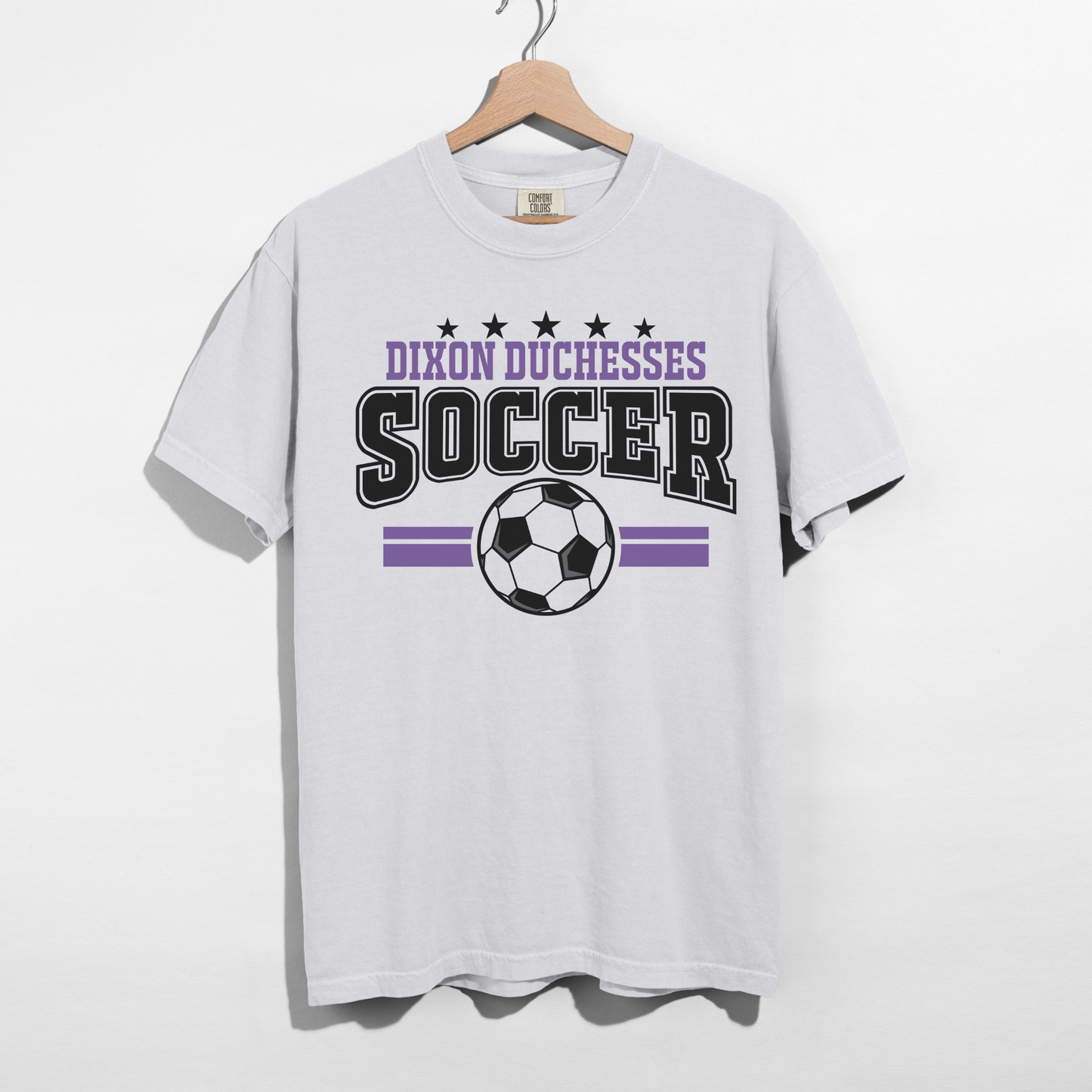 dixon duchesses soccer white shirt front view athletic graphic