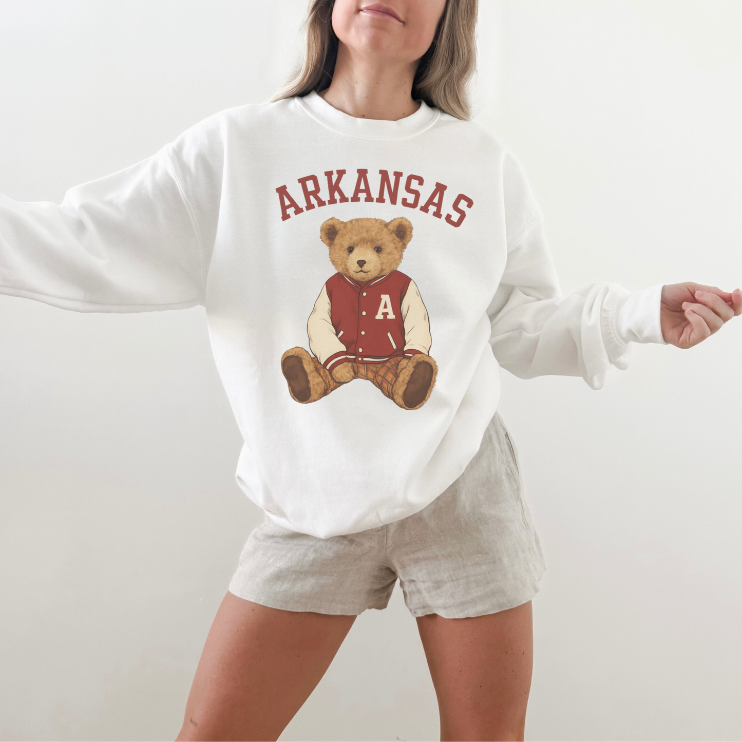Arkansas Teddy Bear Crewneck Sweatshirt – Vintage Collegiate Gameday Pullover