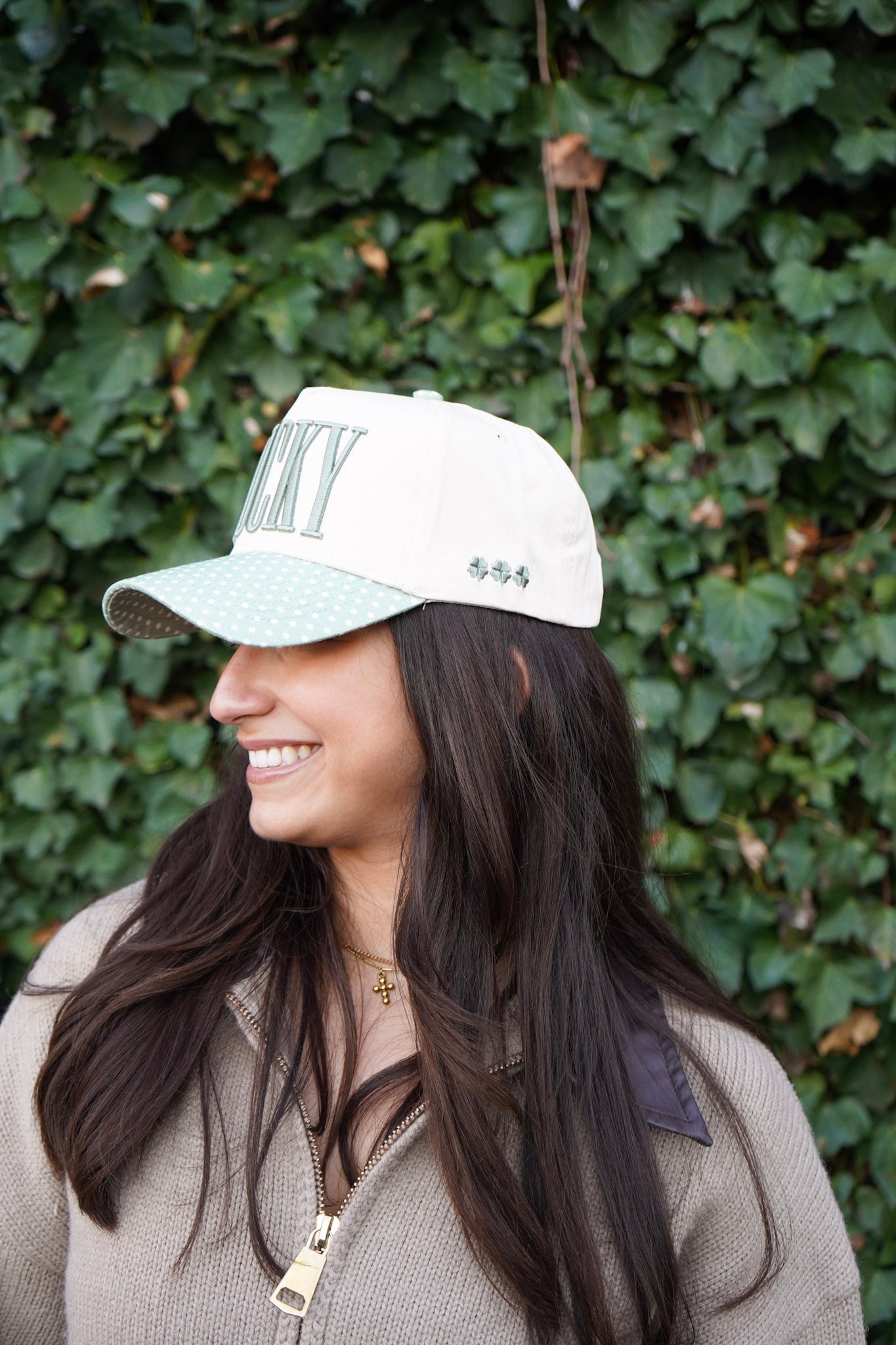 Lucky Green Polka Dot Vintage Trucker Hat | St. Patrick’s Day Lucky Girl Cap