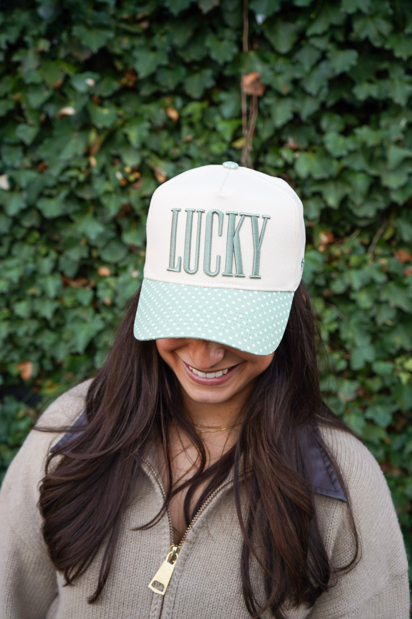 Lucky Green Polka Dot Vintage Trucker Hat | St. Patrick’s Day Lucky Girl Cap
