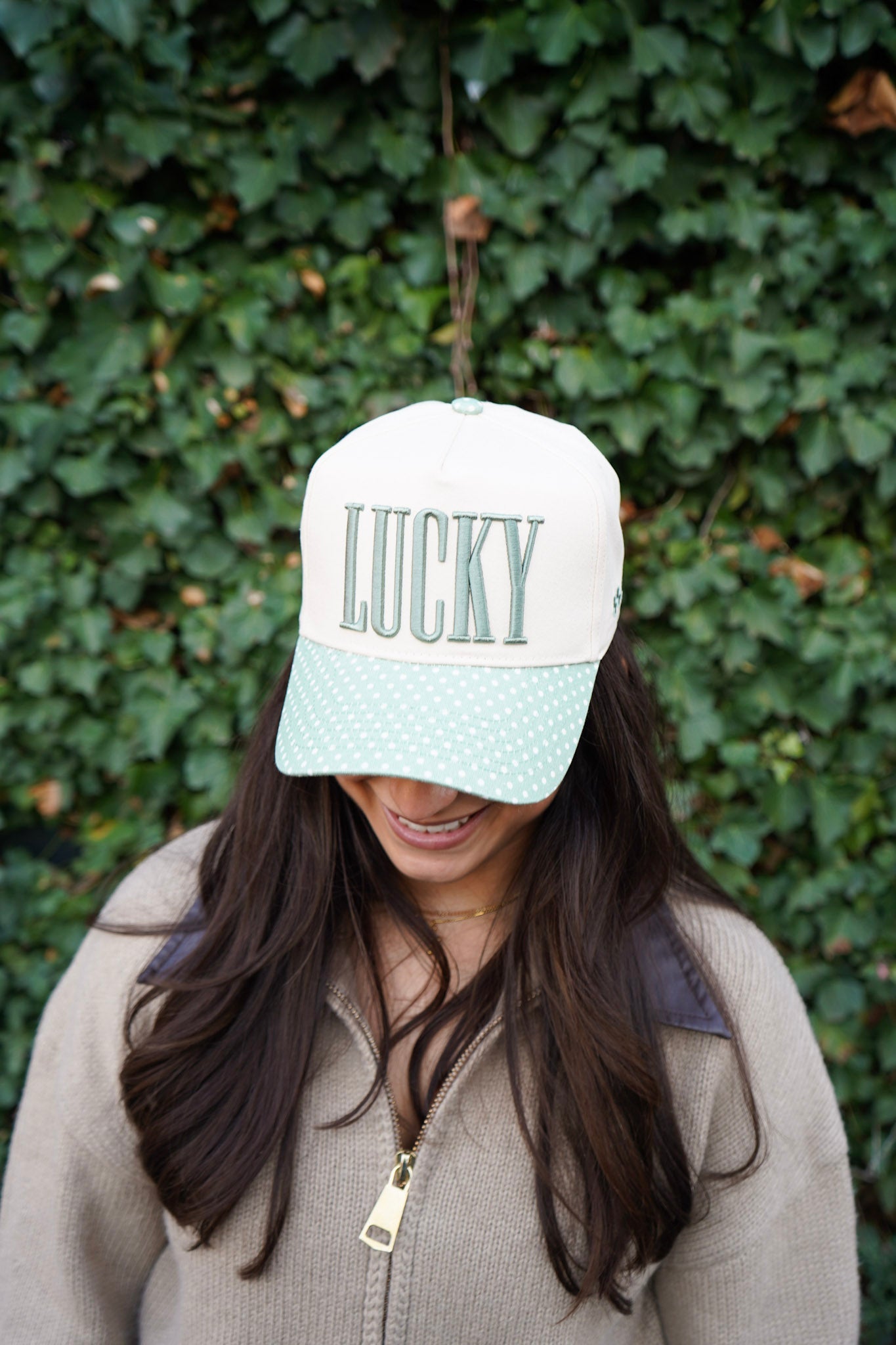 Lucky Green Polka Dot Vintage Trucker Hat | St. Patrick’s Day Lucky Girl Cap