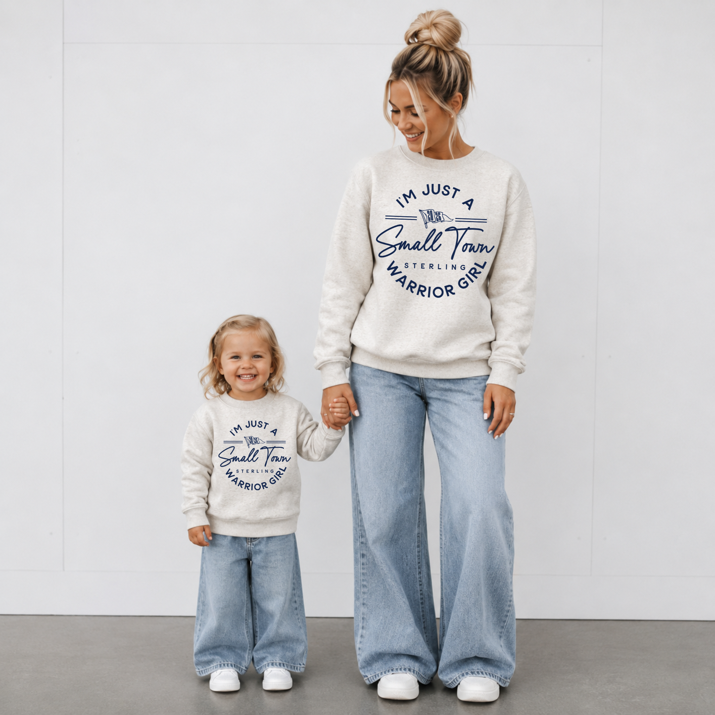 I'm Just a Small Town Warrior Girl Toddler Natural Heather Crewneck Sweatshirt