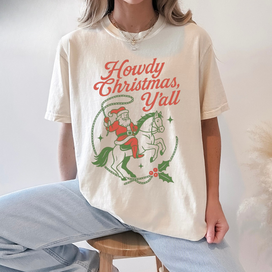 Howdy Christmas, Y’all Cowboy Santa Graphic Tee