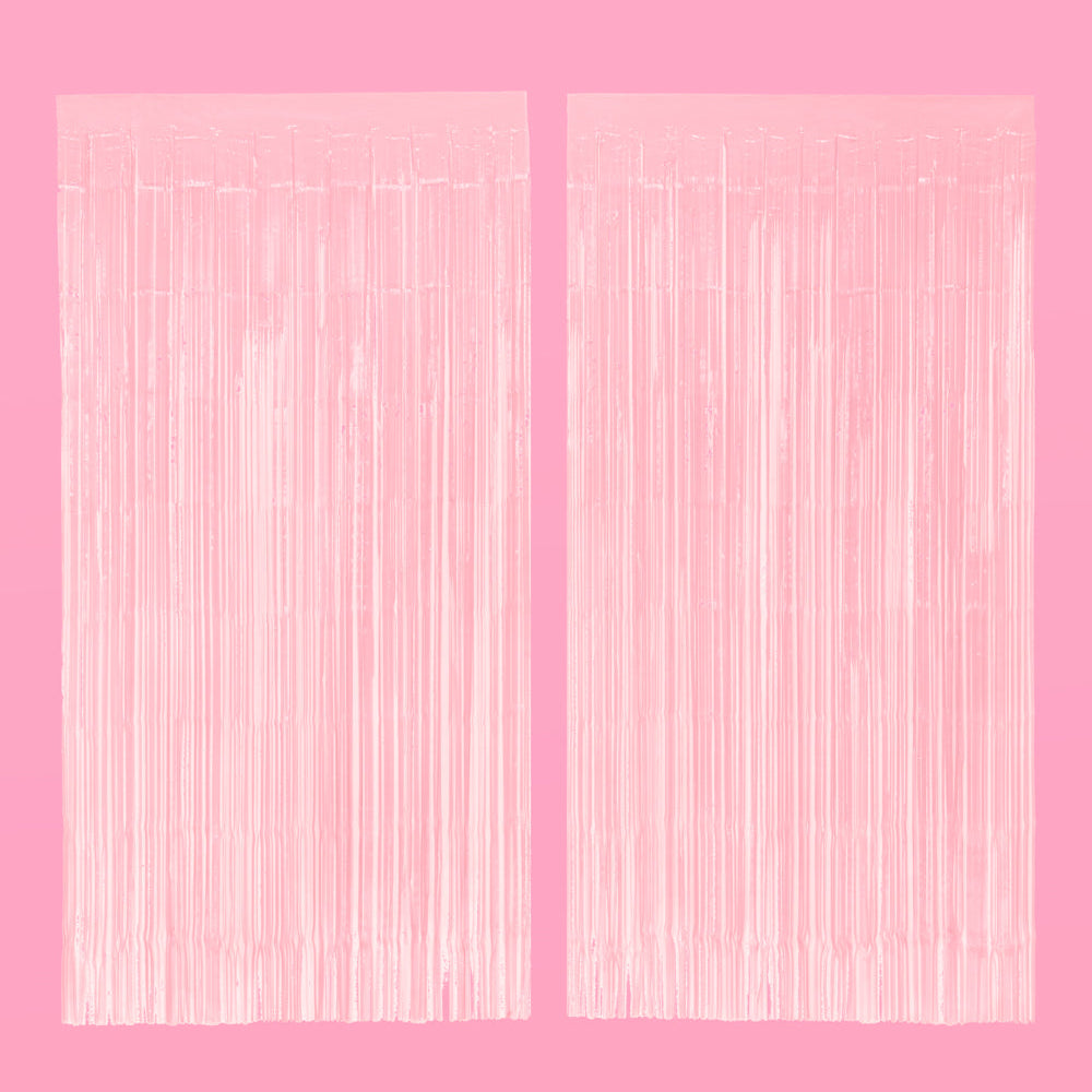 Two vertical streamers on a pink background