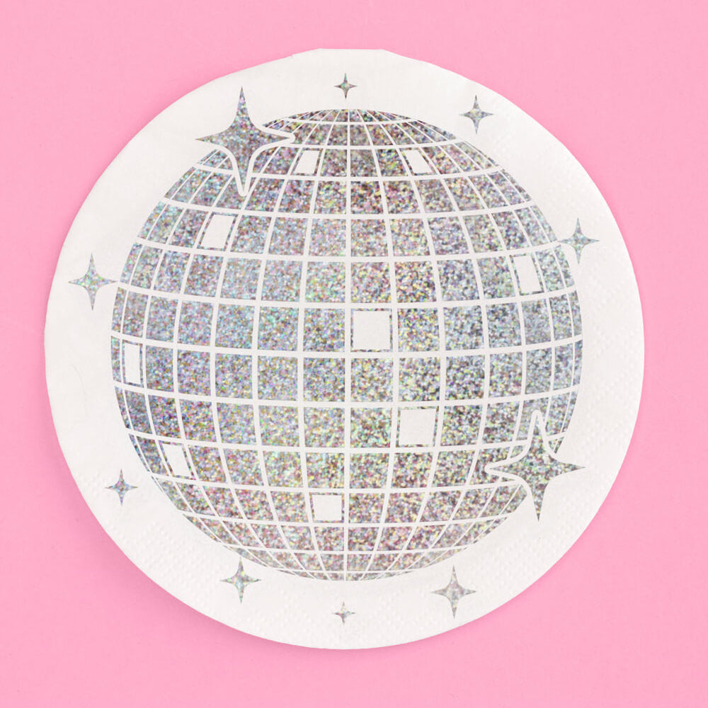  disco ball design napkins  on a pink background