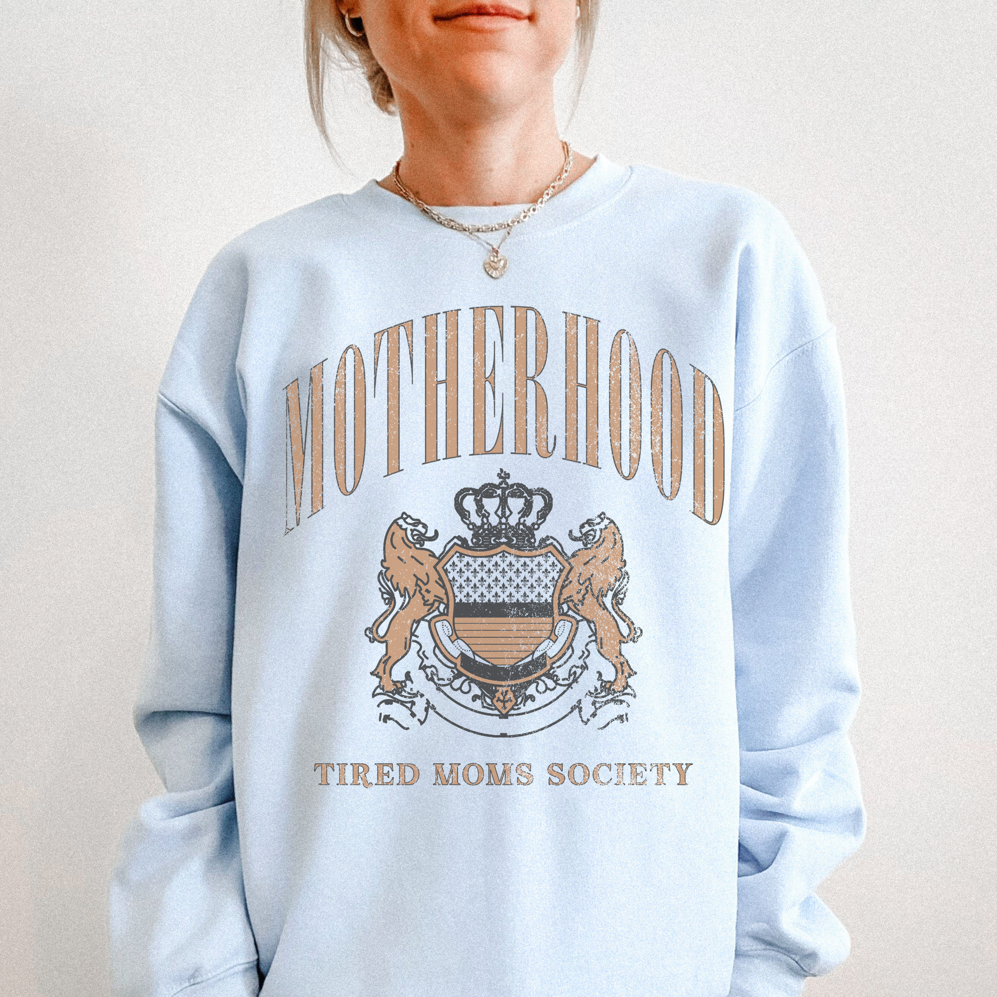 blue motherhood crewneck vintage mom sweatshirt relaxed fit outfit