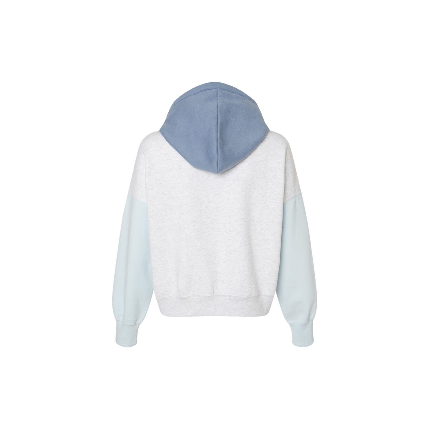 White hoodie with blue hood on a white background