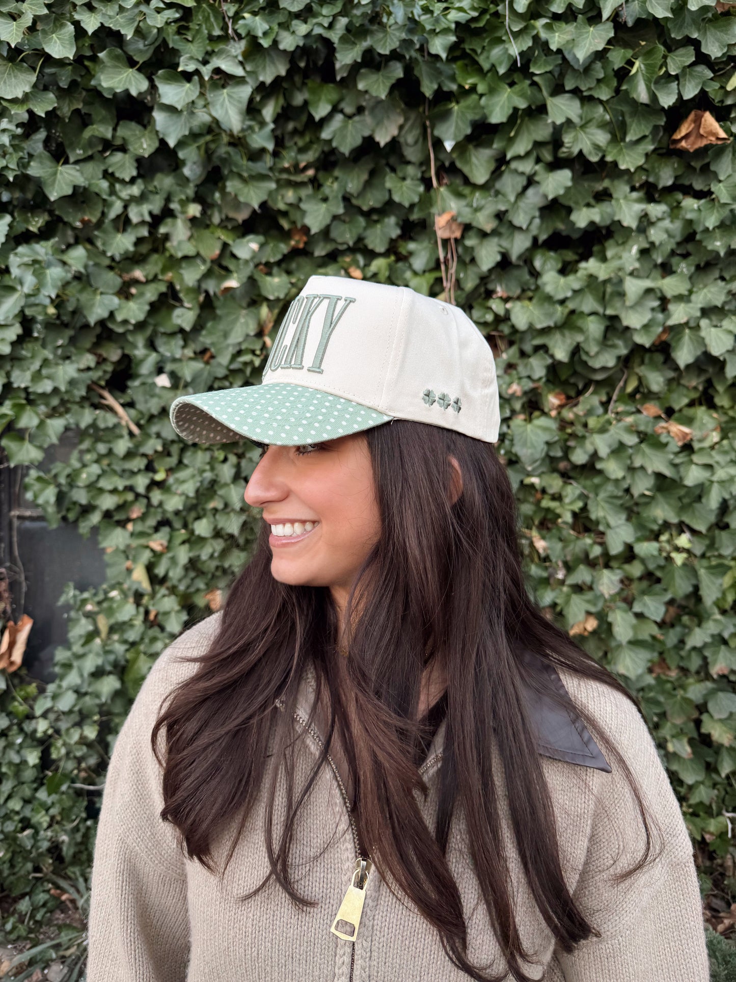 Lucky Green Polka Dot Vintage Trucker Hat | St. Patrick’s Day Lucky Girl Cap