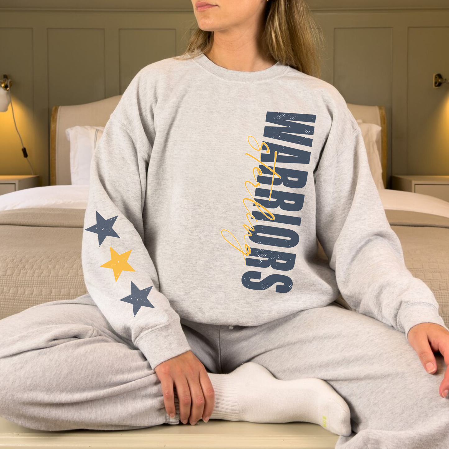 Warriors Game Day Crewneck Sweatshirt | Star Sleeve Design