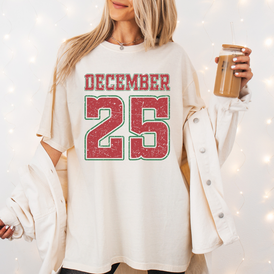 December 25 Christmas T-Shirt – Festive Red & Green Holiday Tee | Hey Jude Graphic Tees