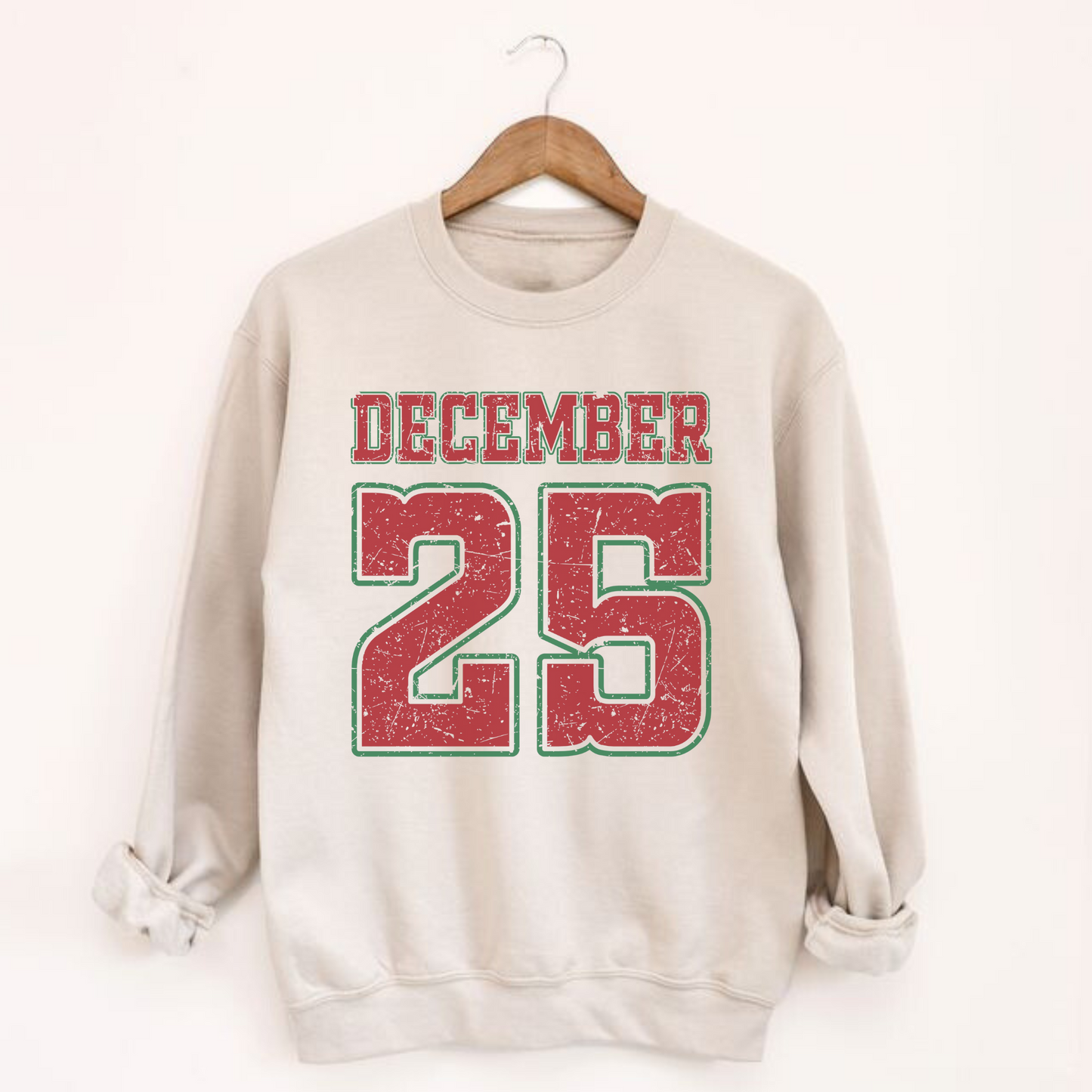 December 25 Christmas Sweatshirt – Festive Red & Green Holiday Crewneck | Hey Jude Graphic Tees