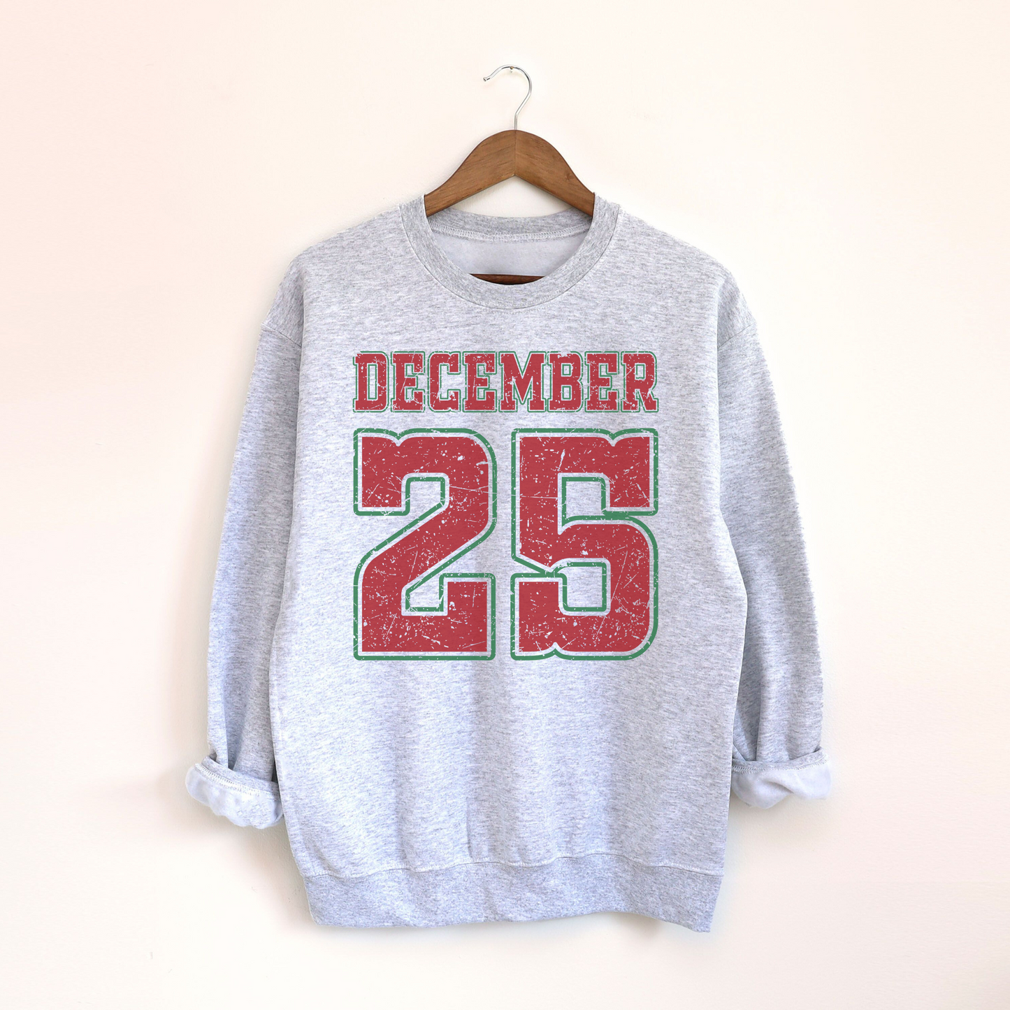 December 25 Christmas Sweatshirt – Festive Red & Green Holiday Crewneck | Hey Jude Graphic Tees