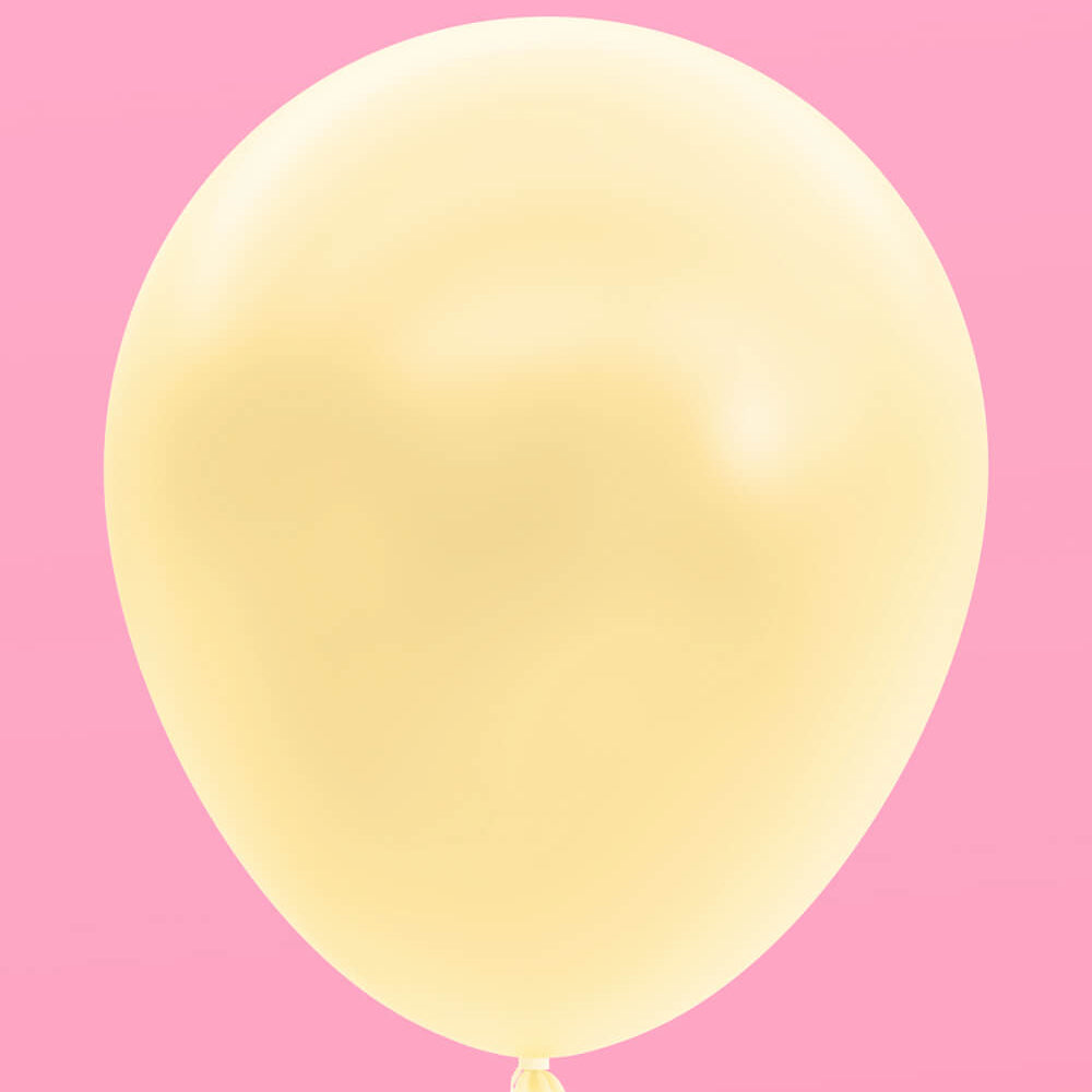 Large yellow balloon against a pink background