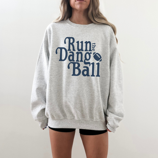 Warriors Run the Dang Ball Crewneck Sweatshirt – Vintage Football Graphic Pullover