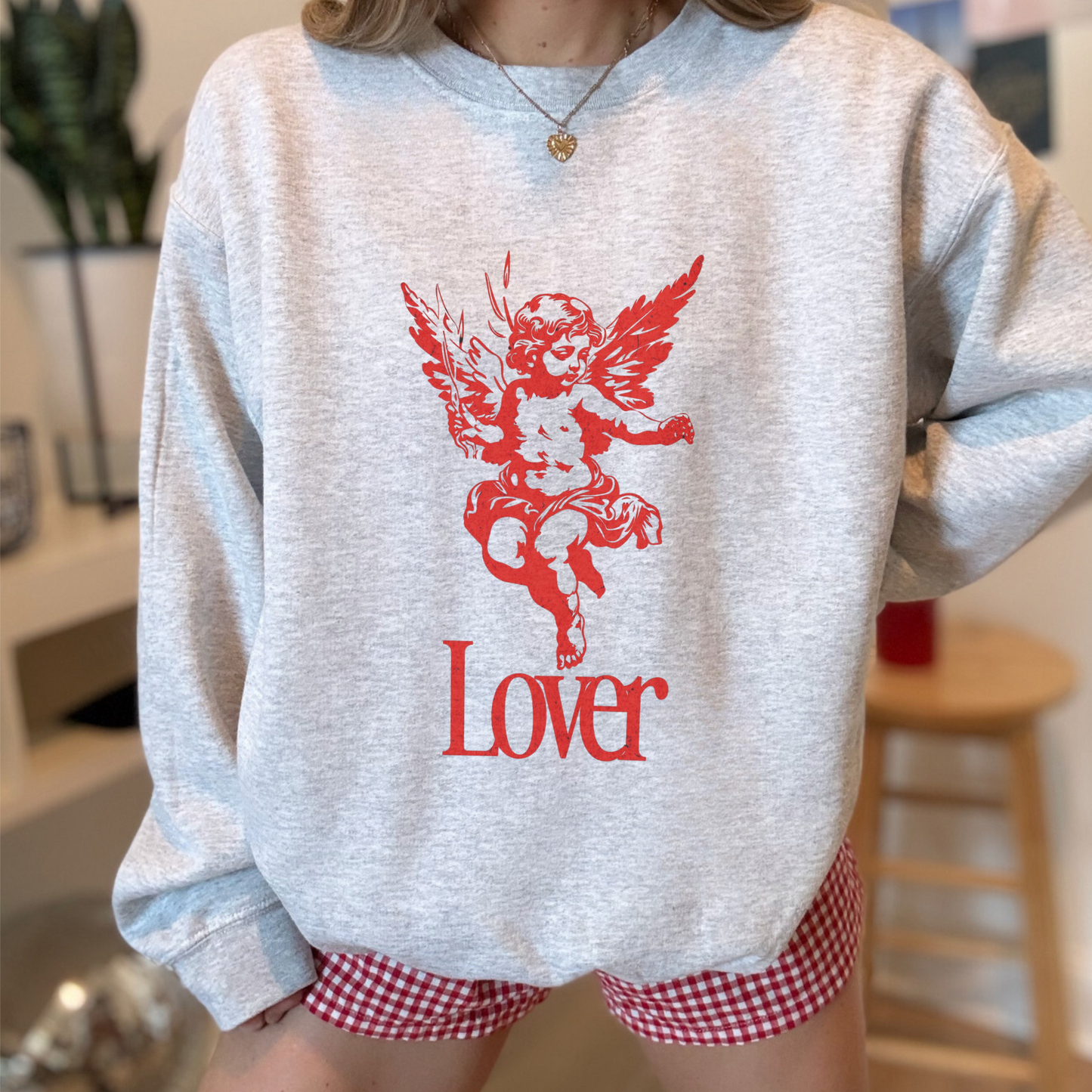 Lover Crewneck Sweatshirt | Valentine’s Angel Graphic