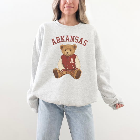Arkansas Teddy Bear Crewneck Sweatshirt – Vintage Collegiate Gameday Pullover