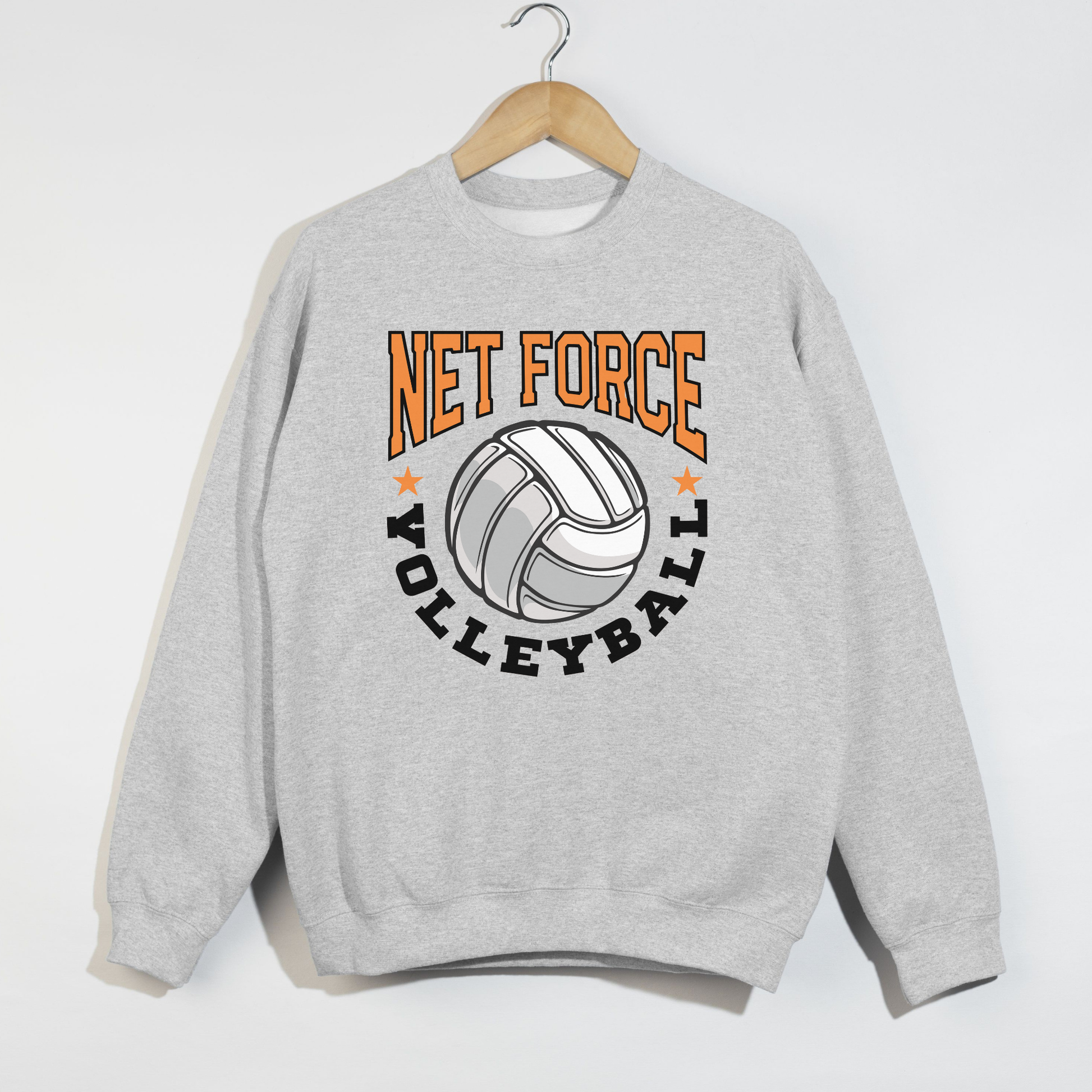 Ash gray volleyball team sweatshirt with Net Force graphic