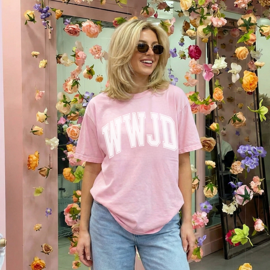 Lavender WWJD unisex graphic tee with relaxed fit