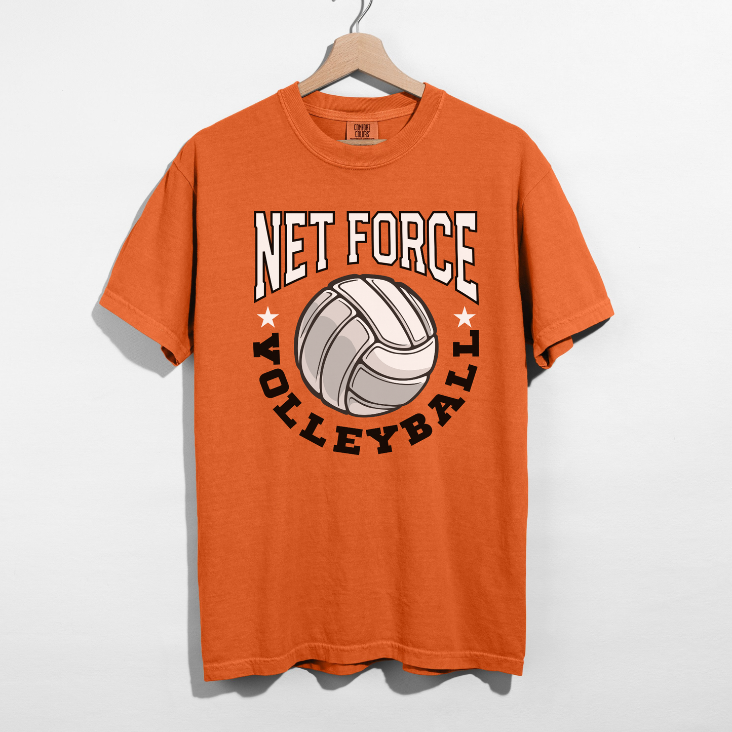 Burnt orange Net Force Volleyball team t-shirt