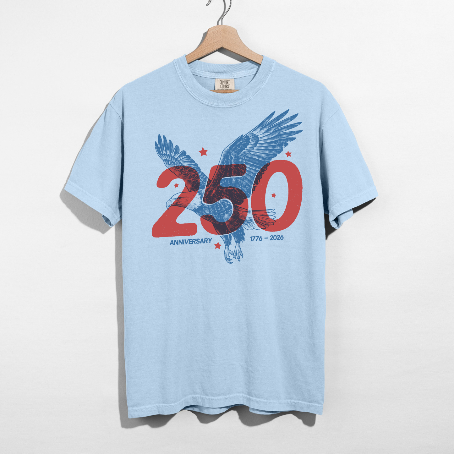 Chambray blue 250 anniversary patriotic eagle shirt vintage red white blue unisex tee