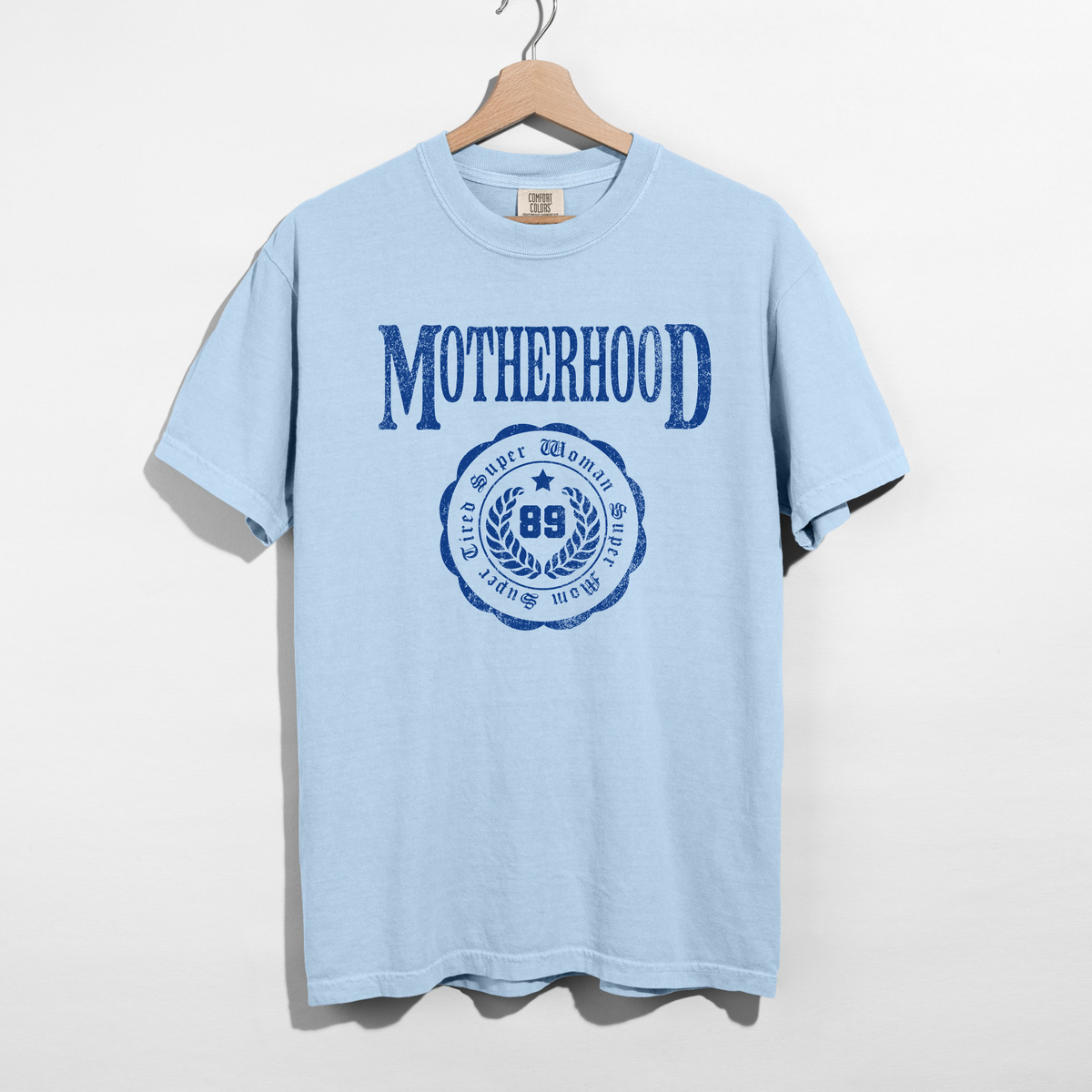 blue motherhood graphic tee casual mom shirt vintage style t shirt