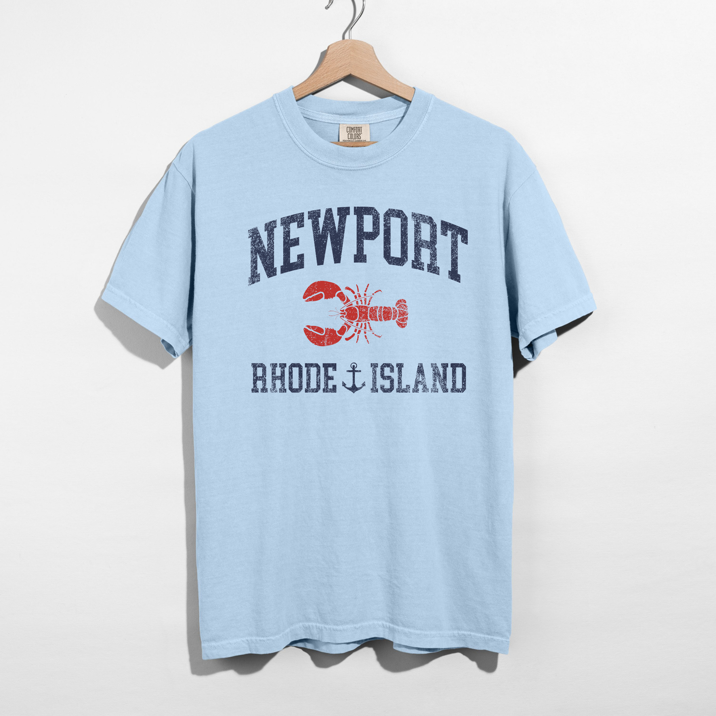 Light blue coastal Newport Rhode Island graphic t-shirt preppy summer clothing