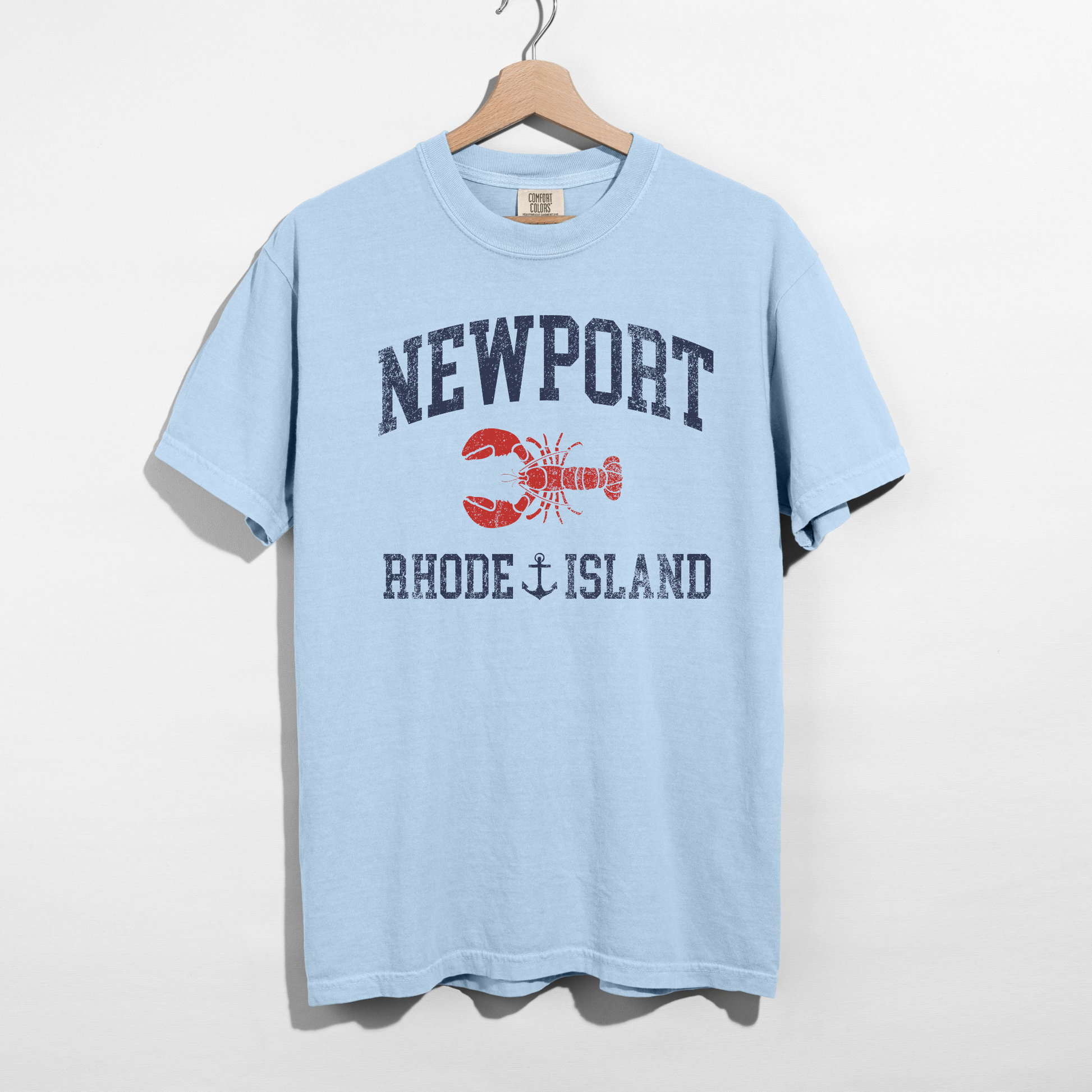 Light blue coastal Newport Rhode Island graphic t-shirt preppy summer clothing