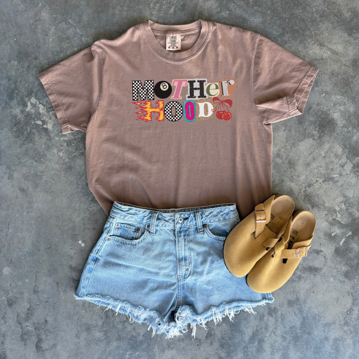 espresso  Mother Hood graphic t-shirt lifestyle photo – casual mom wear