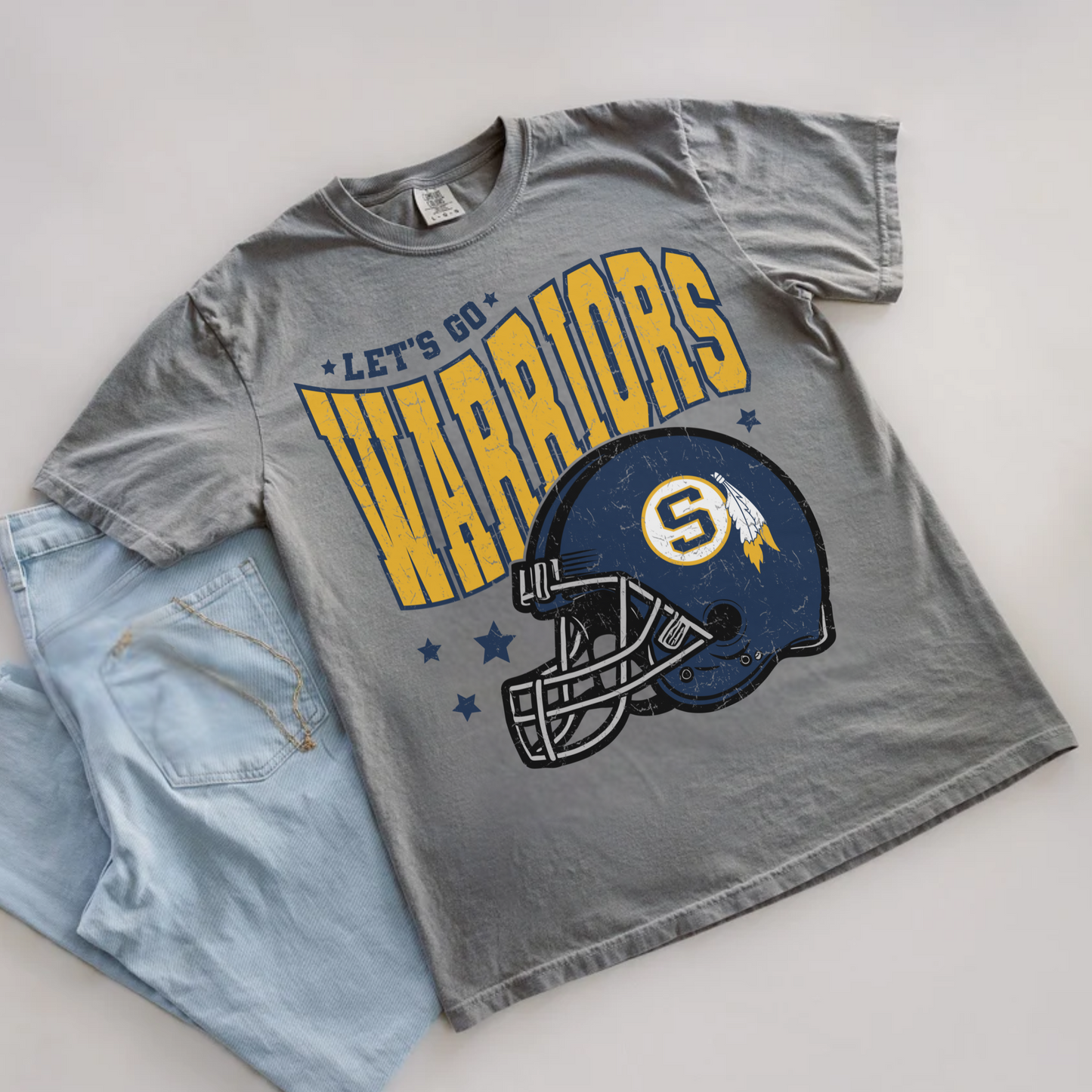 Let’s Go Warriors Helmet Tee | Game Day Spirit Shirt Sterling High School