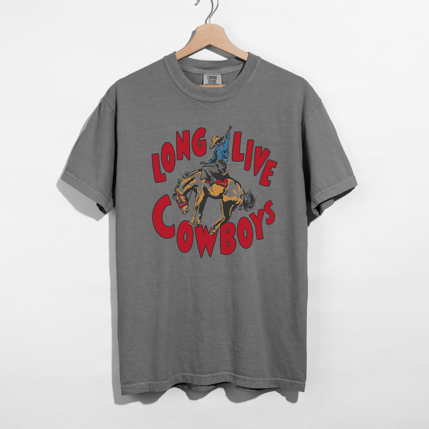 Long Live Cowboys western graphic tee in grey Comfort Colors shirt