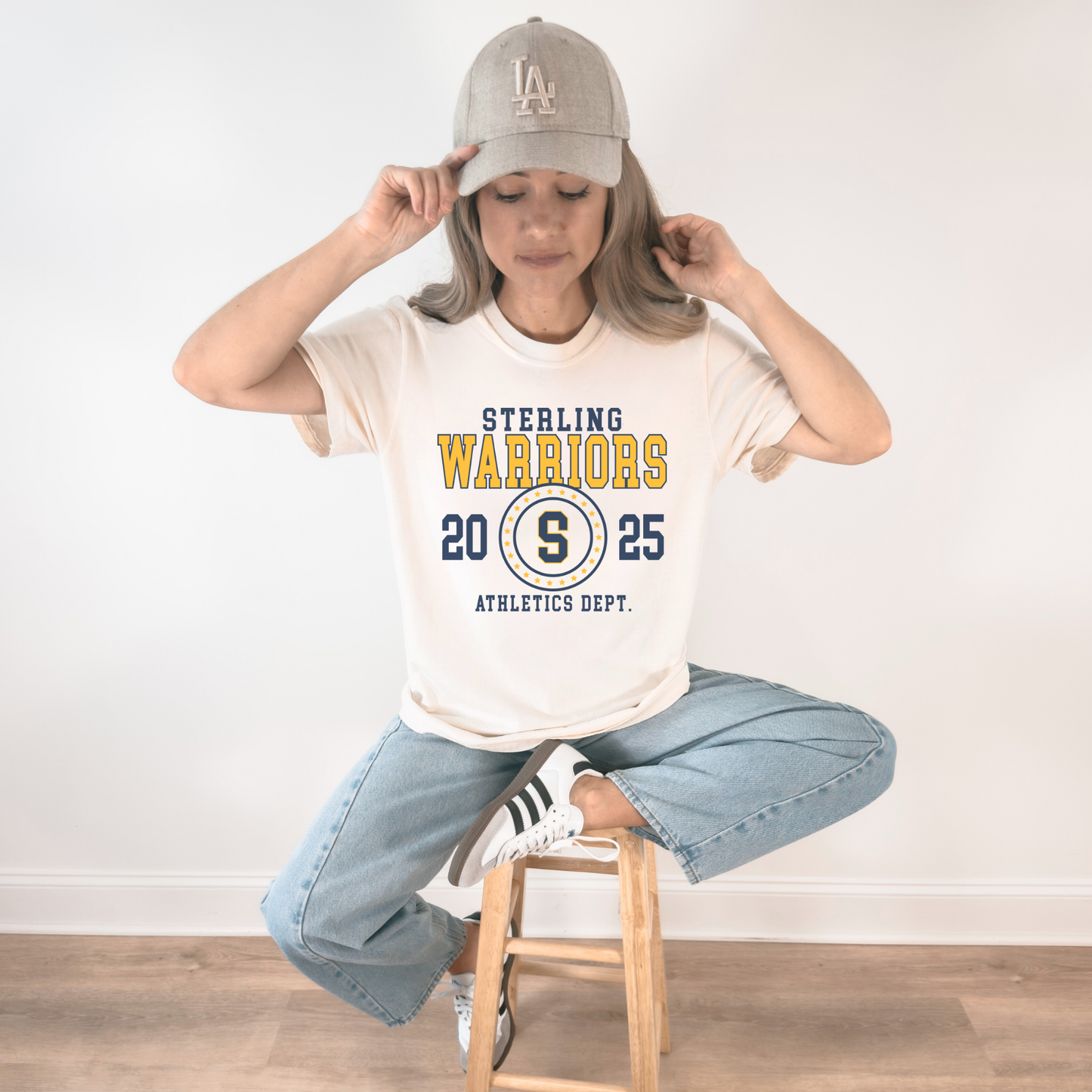 Sterling Warriors 2025 Athletics Dept Tee | School Spirit Shirt | Ivory