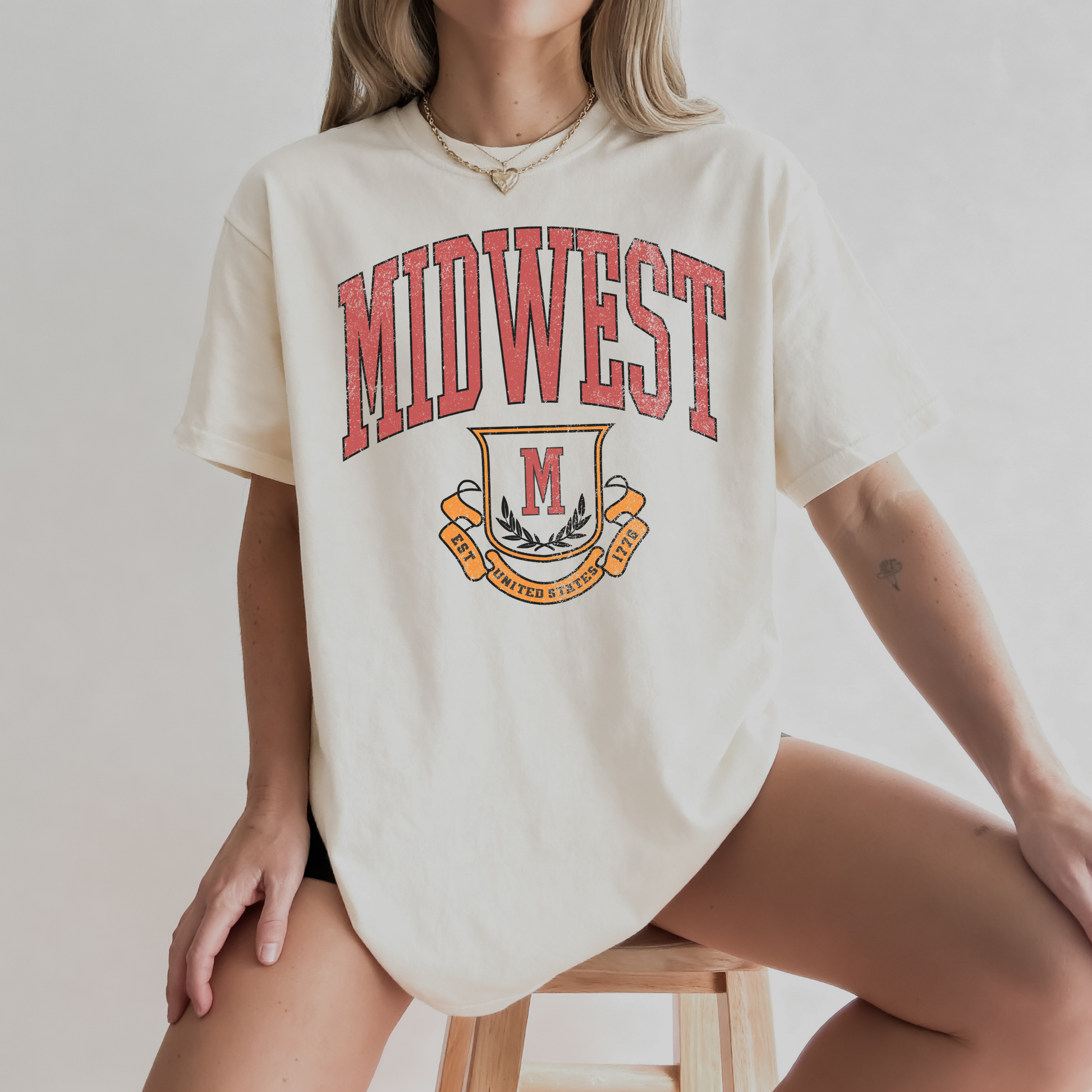 ivory midwest oversized tee vintage preppy outfit aesthetic
