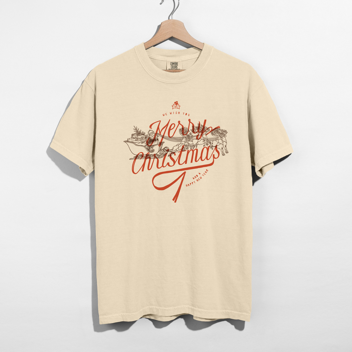 Merry Christmas Reindeer Sleigh Tee