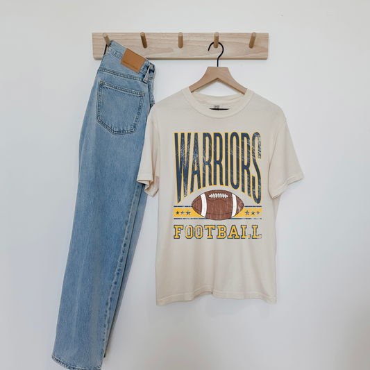 Warriors Football Graphic Tee – Vintage Inspired Game Day Spirit Shirt