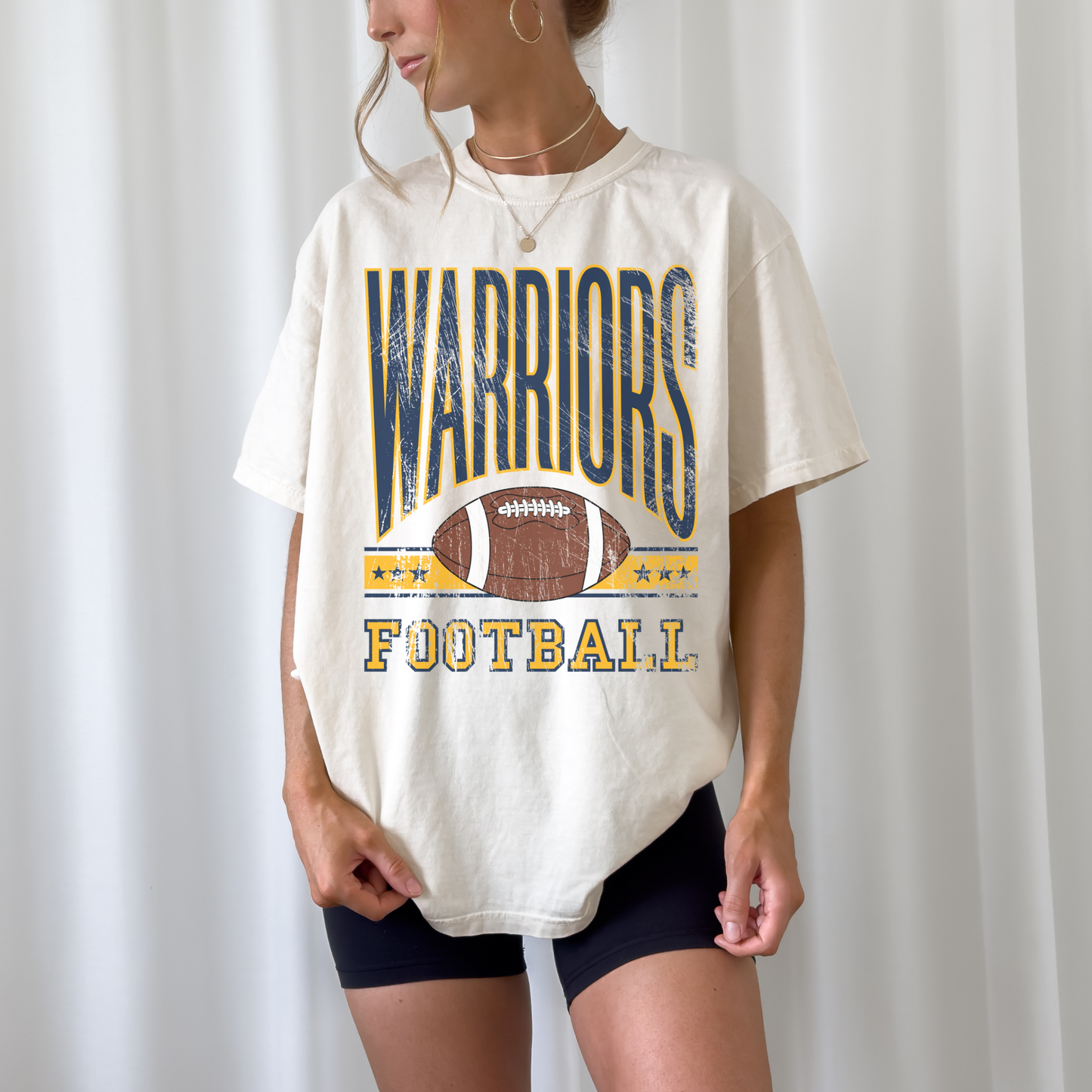 Warriors Football Graphic Tee – Vintage Inspired Game Day Spirit Shirt