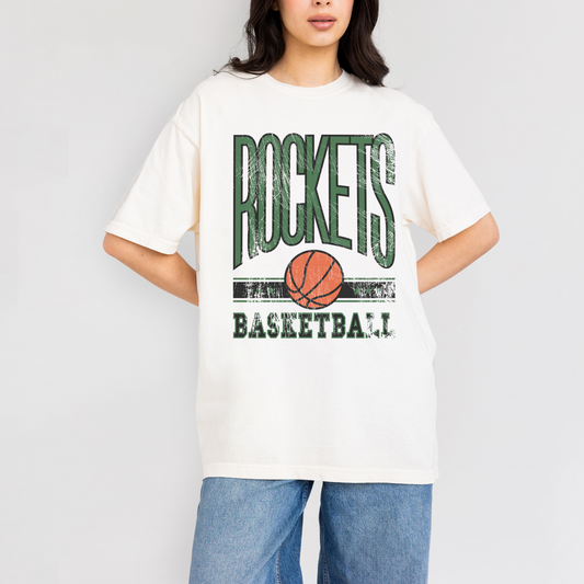 Rock Falls Rockets Basketball T-Shirt | Retro Distressed School Spirit Tee